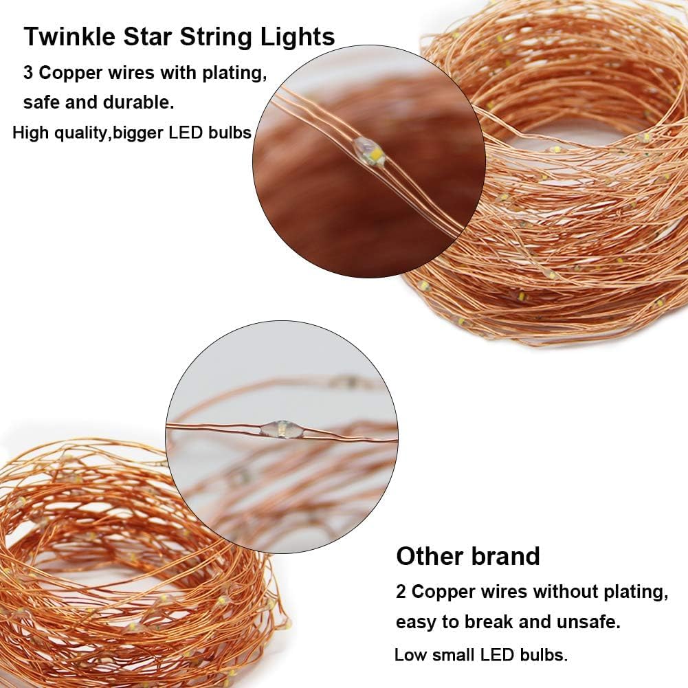 20M 200 LED Fairy String Lights – USB. Remote. 8 Modes. Warm White