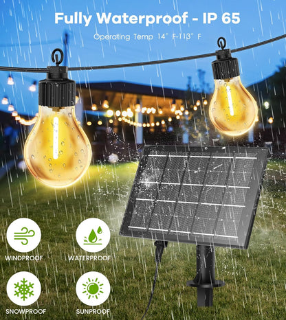 50FT Solar String Lights with Remote – Outdoor Waterproof Festoon for Garden & Patio