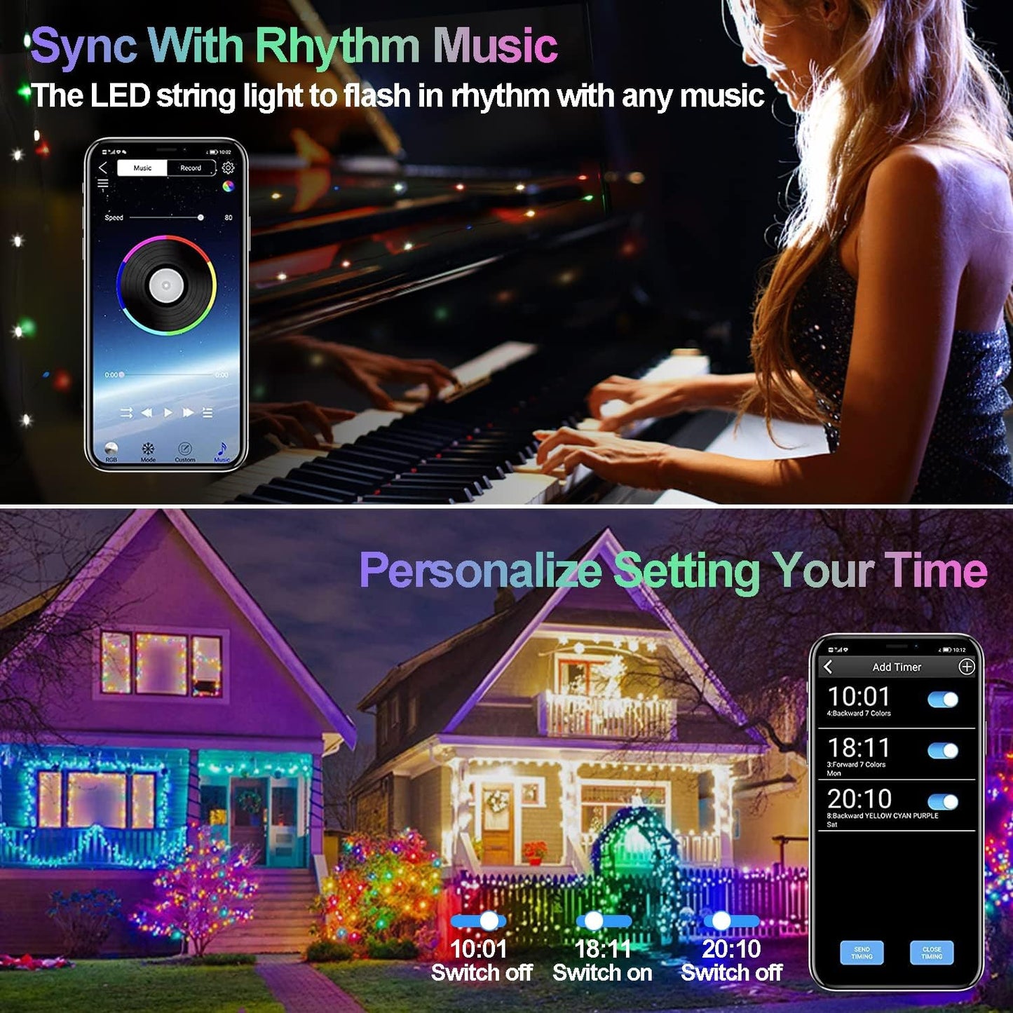 Fairy Lights 20M 200LED. App & Remote. Music Sync
