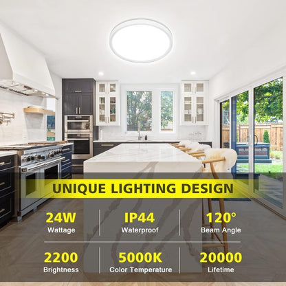 24W LED Ceiling Light – 5000K Daylight. IP44 Waterproof. 2200LM. Ø28.5cm
