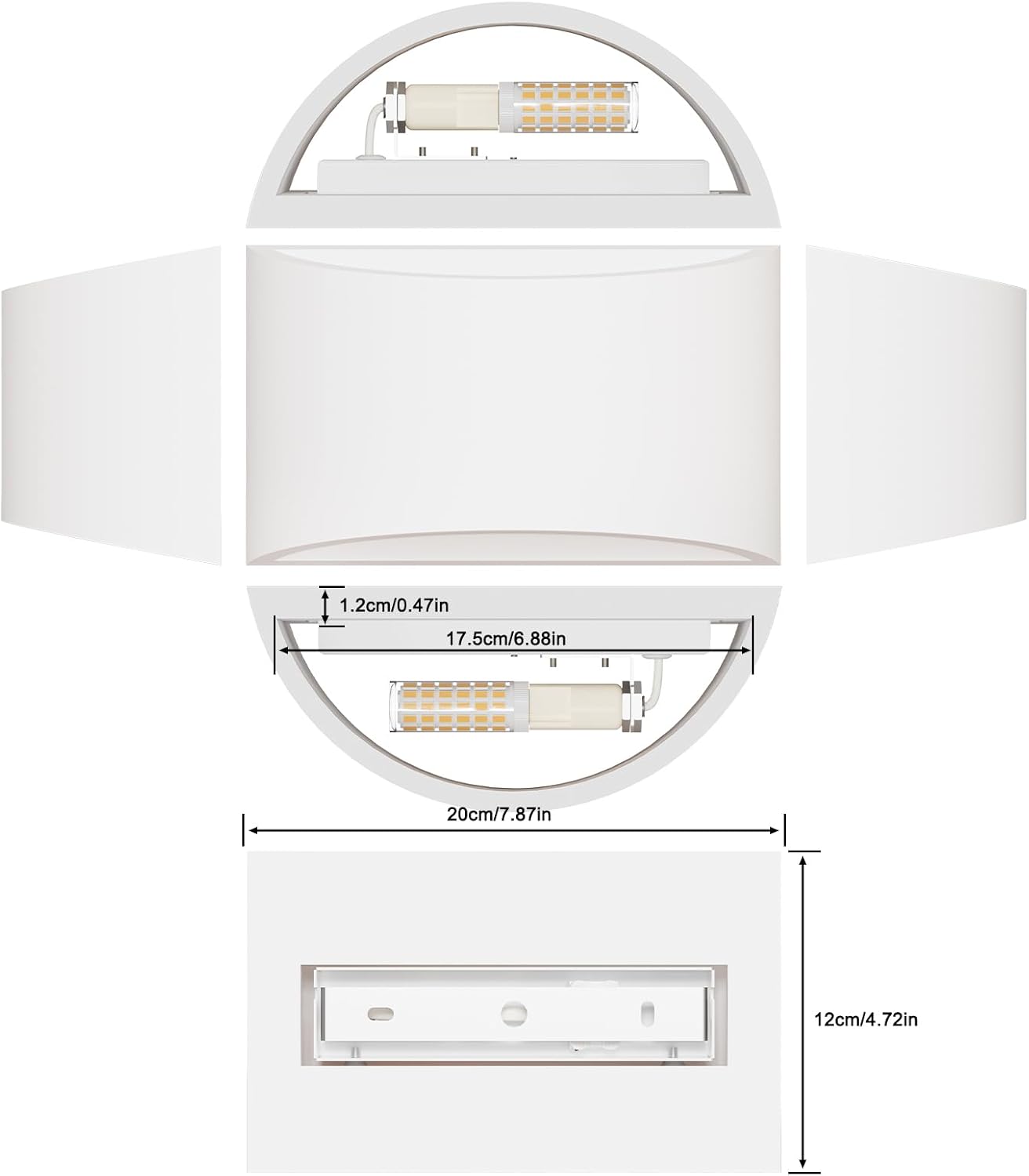 Modern White Plaster LED Wall Light – 7W G9 Bulb Included