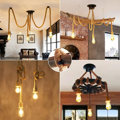 6-Head Spider Chandelier Pendant Light. Adjustable Industrial Ceiling Lamp