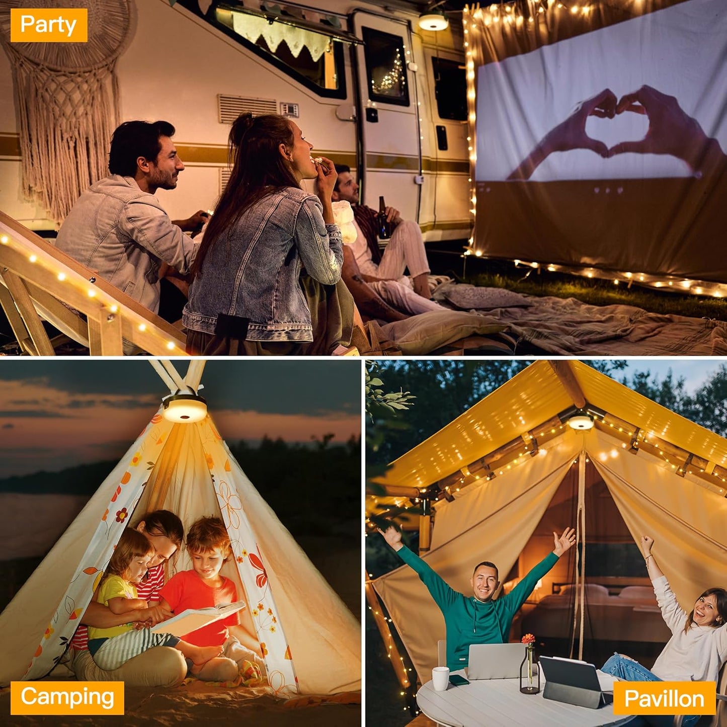 Rechargeable Camping String Lights – 100LED. 10M. 8 Modes