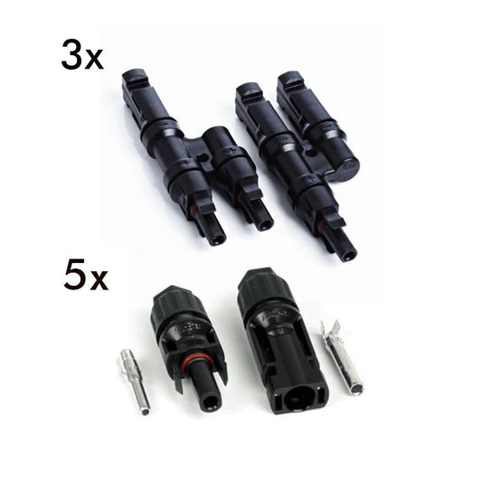 4 panel MC4 connector pair. 4 wire in. 1 wire out