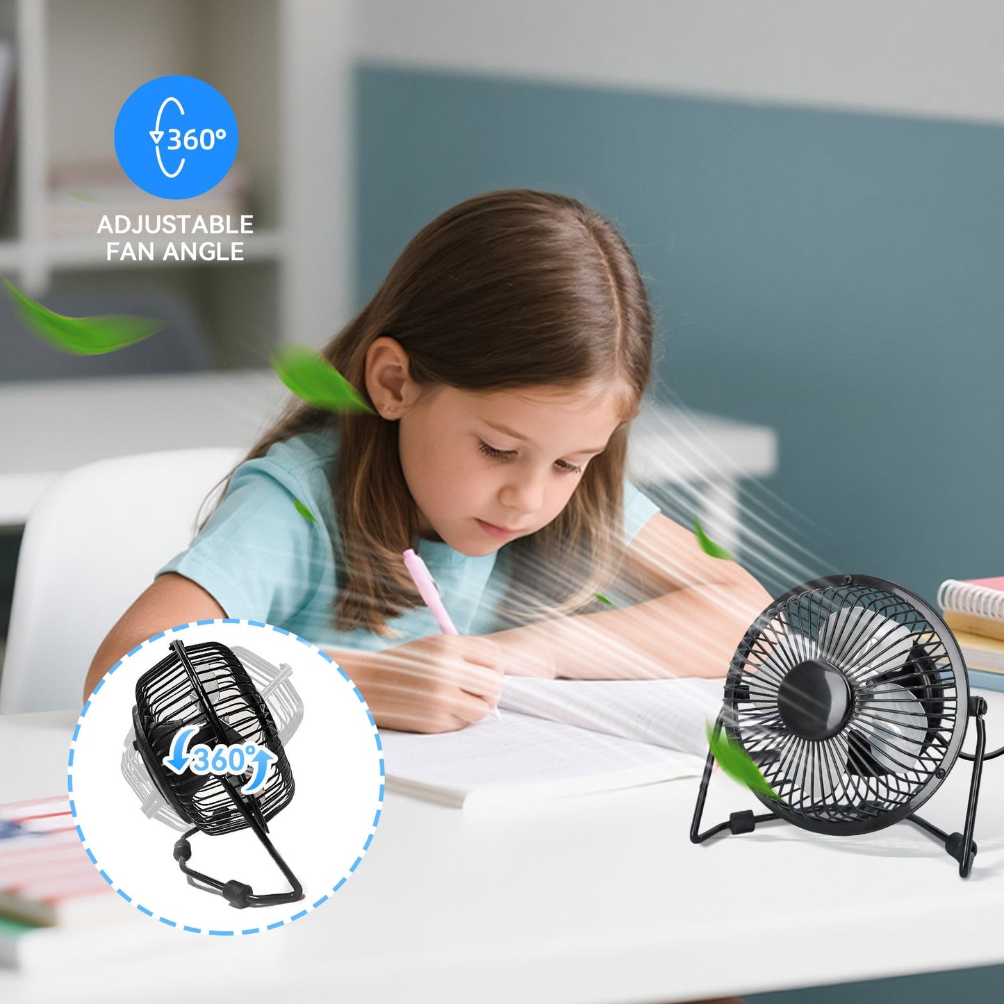 High Velocity Personal Desk Fan with Two Charging Options