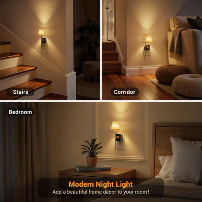 Plug-in Night Light Wall Sconce Style with Pleated Fabric Cover