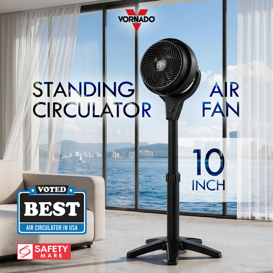 Vornado Energy Smart™ 10in Stand Air Circulator Fan. Vortex Action. Oscillation. 3-Speed (602-AN)