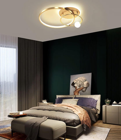 Modern LED Dimmable Ceiling Lamp with Remote Control. Gold Pendant Light 42cm for Bedroom. Kids Room. Dining Room. Kitchen. Office