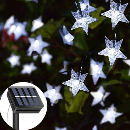 Solar Star String Lights. 23ft 50 LED. Warm White