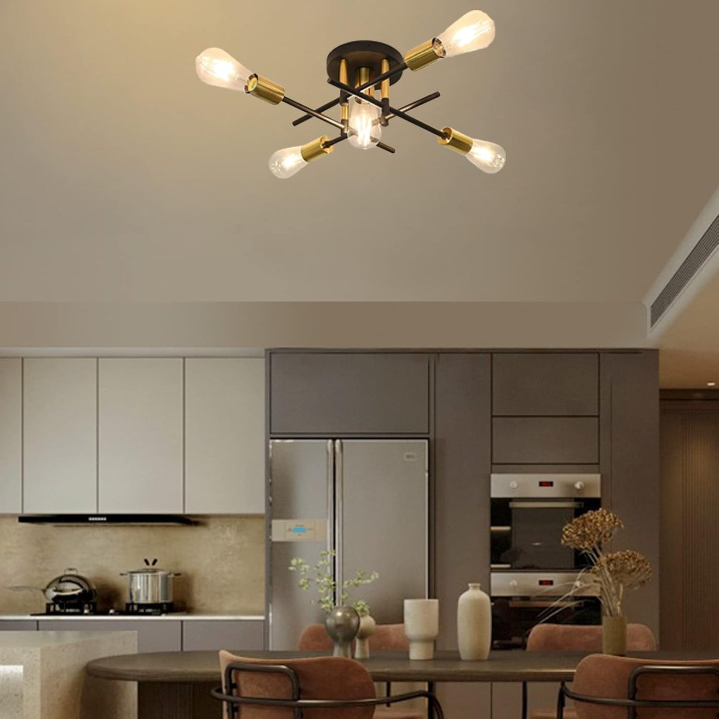 5-Light Industrial Vintage Chandelier – Modern Ceiling Fixture for Bedrooms. Kitchens. Dining Rooms. Lofts. and Offices