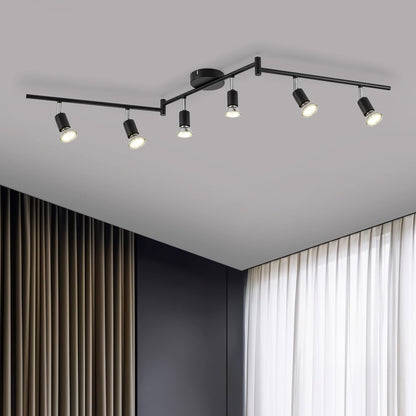 6-Way Rotatable LED Spot Ceiling Light – Modern Matte Nickel Fixture with 4000K Natural White Lighting for Living Rooms. Kitchens. Bedrooms. and Hallways