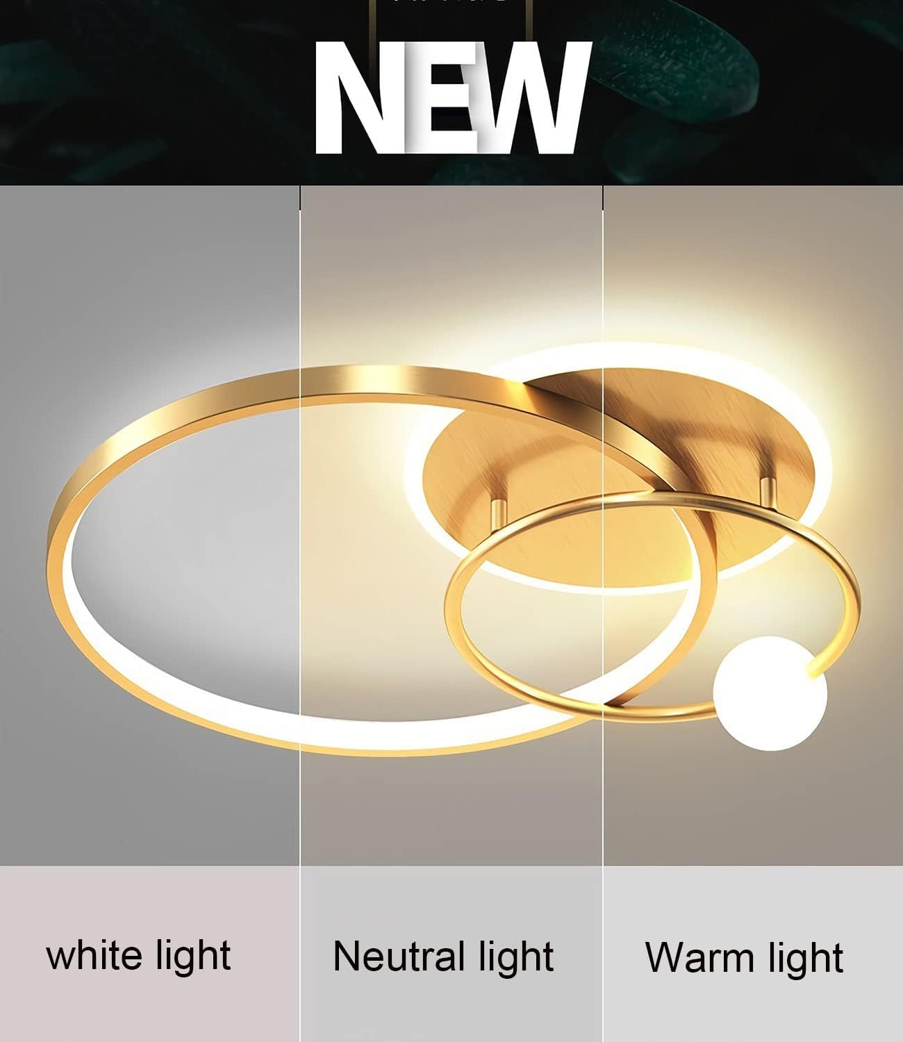 Modern LED Dimmable Ceiling Lamp with Remote Control. Gold Pendant Light 42cm for Bedroom. Kids Room. Dining Room. Kitchen. Office