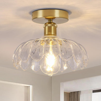 Ceiling Light – Semi-Flush Mount Glass Pendant Lamp. Farmhouse Vintage Fixture