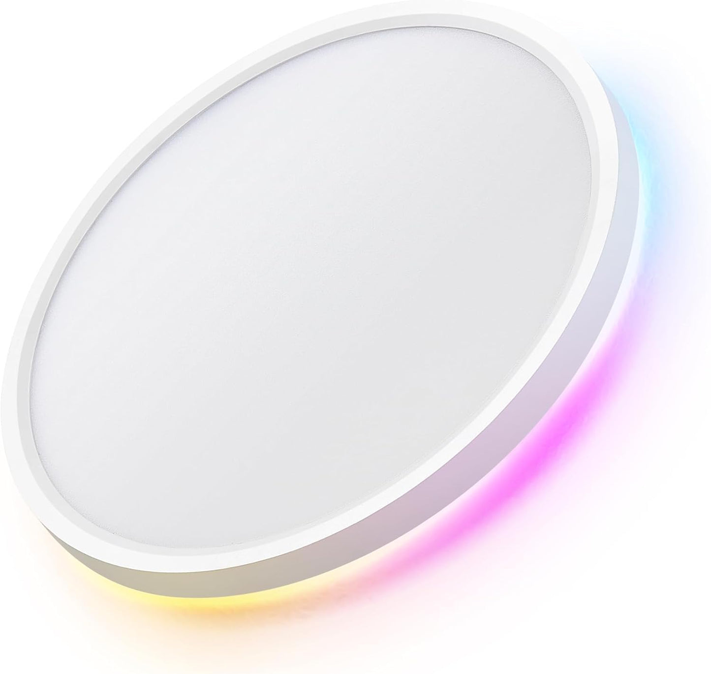 24W Ultra-Thin LED Ceiling Light with Dimmable 2000K Backlight. Warm Night Light & Timer. Modern 12 Inch Round Flush Mount for Bedroom Living Room Kitchen