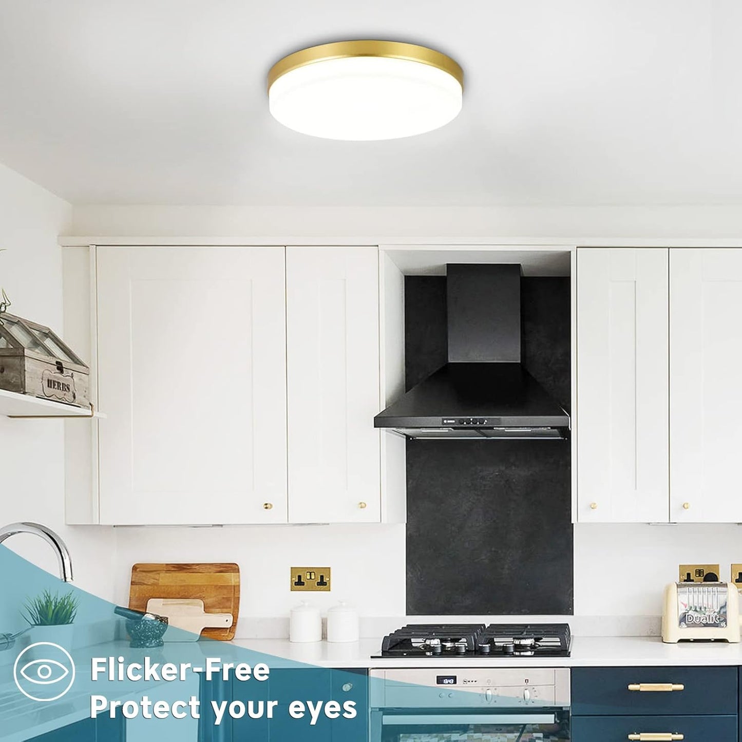 Gold LED Ceiling Light. 36W 4000K Natural White Round Ceiling Lamp 3240LM for Bathroom. Kitchen. Bedroom. Hallway. Utility Room. Laundry. Toilet. Porch. Ø23CM