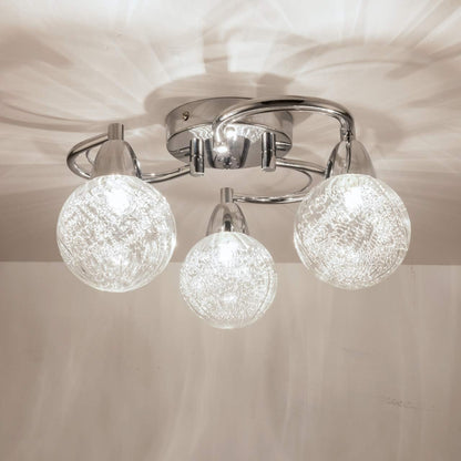 3xG9 LED Semi-Flush Ceiling Light – Polished Chrome Finish. 12W Natural White Lighting for Living Rooms. Bedrooms. Kitchens. and Hallways