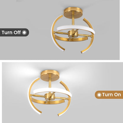 LED Ceiling Light. Elegant Gold Curved Design with 4 Strips. 22W Modern Ceiling Fixture for Hallway. Office. Bedroom. Kitchen. Living Room. Dining Room (Cool White 6000K)