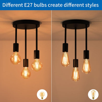 Ceiling Lights. Black 3 Way Ceiling Spotlight Fitting. Modern Kitchen Ceiling Light Fixture for Dining Room. Living Room. Bedroom (No Bulbs)
