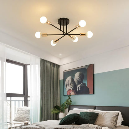 Modern Sputnik Chandelier 6 Lights Semi Flush Mount Ceiling Fixture