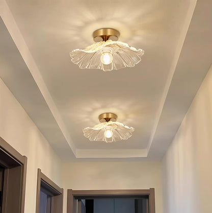 Flush Mount Ceiling Light Chandelier – Clear Glass Shade. 1-Light Fixture for Rooms