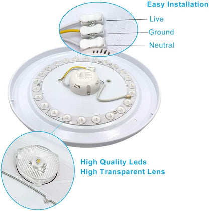 24W Ultra-Thin LED Ceiling Light with Dimmable 2000K Backlight. Warm Night Light & Timer. Modern 12 Inch Round Flush Mount for Bedroom Living Room Kitchen
