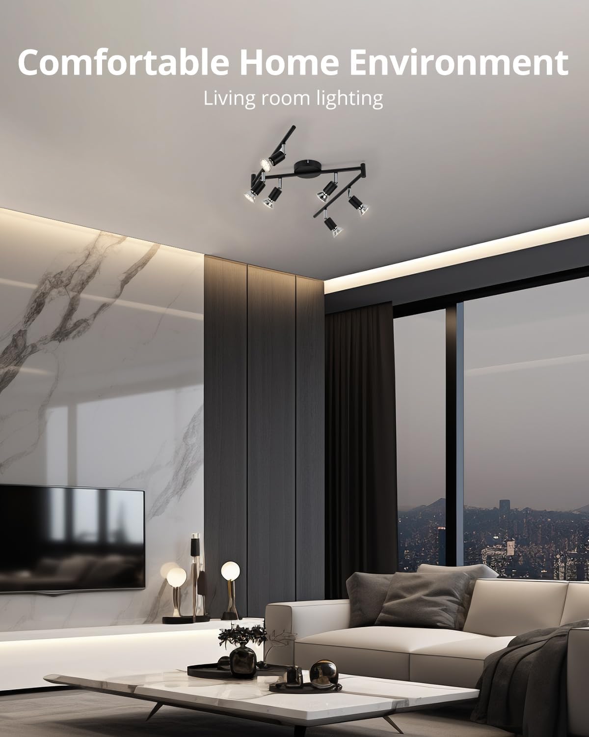 6-Way Rotatable LED Spot Ceiling Light – Modern Matte Nickel Fixture with 4000K Natural White Lighting for Living Rooms. Kitchens. Bedrooms. and Hallways