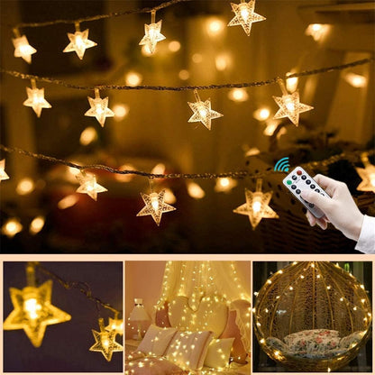 Clerance Sale -LED String Lights. Mains Powered 20 LED Star Christmas Lights with Remote Control 300cm. 8 Modes Fairy Lights for Girls Bedroom. Xmas Lights for Christmas Decoration Indoor Outdoor