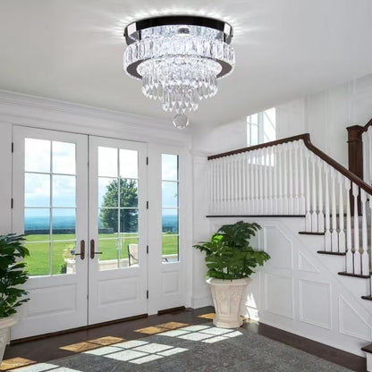 Modern Crystal LED Ceiling Light. 11.8 Round Flush Mount Chandelier