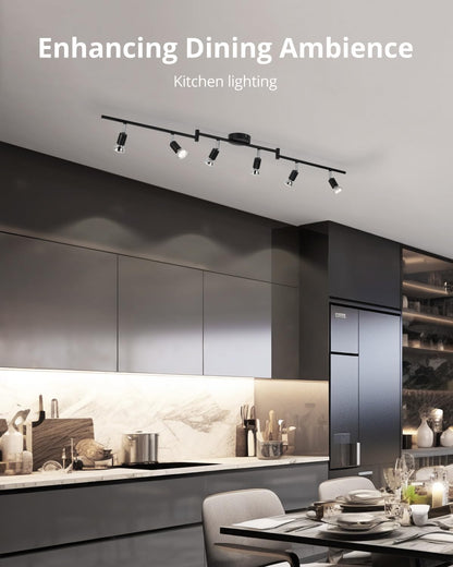 6-Way Rotatable LED Spot Ceiling Light – Modern Matte Nickel Fixture with 4000K Natural White Lighting for Living Rooms. Kitchens. Bedrooms. and Hallways