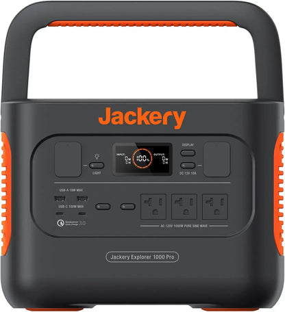 Jackery Explorer 1000 Pro Portable Power Station - Solar Generator with 1002Wh. 2x100W PD Ports & 800W Input. 1.8H to Full Charge. Compatible with SolarSagas. for Outdoor RV. Camping. Emergencies | Best Solar