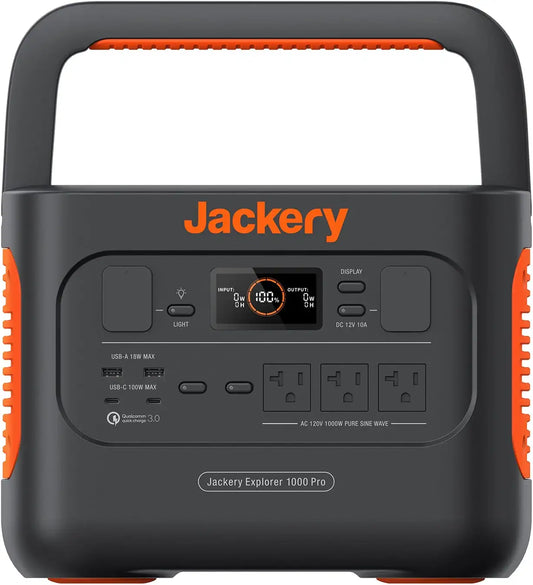 Jackery Explorer 1000 Pro Portable Power Station - Solar Generator with 1002Wh. 2x100W PD Ports & 800W Input. 1.8H to Full Charge. Compatible with SolarSagas. for Outdoor RV. Camping. Emergencies | Best Solar