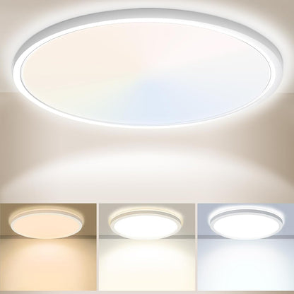 24W Ultra-Thin LED Ceiling Light with Dimmable 2000K Backlight. Warm Night Light & Timer. Modern 12 Inch Round Flush Mount for Bedroom Living Room Kitchen
