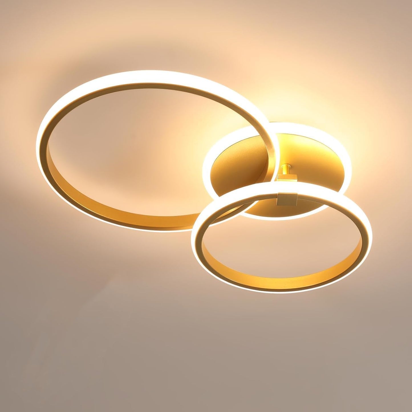 Modern LED Ceiling Lamp. 42W 4700LM Gold Round Chandelier Ceiling Light for Living Room. Bedroom. Dining Room. Office (3000K Warm White)