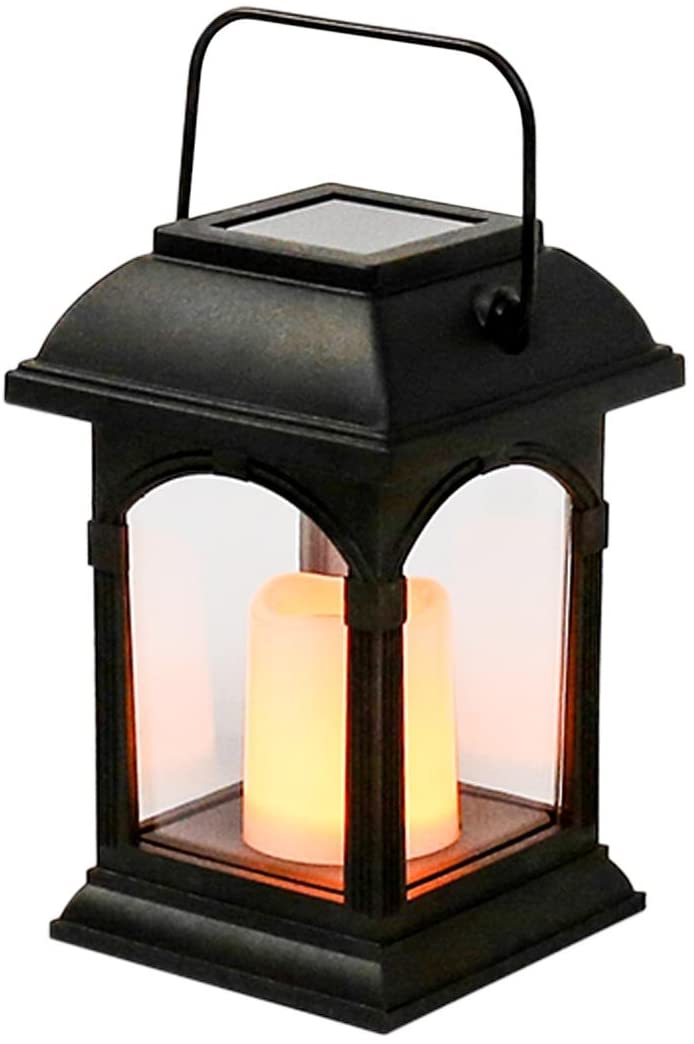 Lanternes solaires jardin décoratives noir mat avec bougie LED