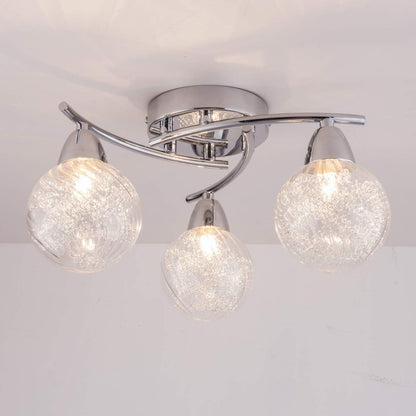 3xG9 LED Semi-Flush Ceiling Light – Polished Chrome Finish. 12W Natural White Lighting for Living Rooms. Bedrooms. Kitchens. and Hallways