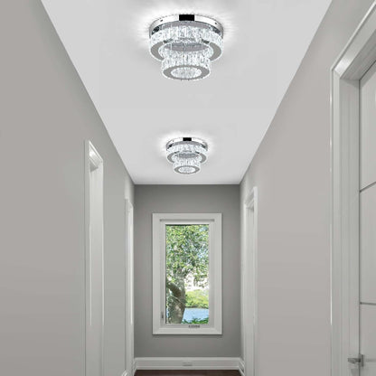 Crystal LED Ceiling Light 30cm. Modern Flush Mount Chandelier 30W