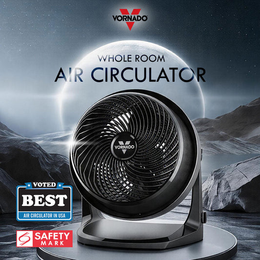 Vornado Whole Room Air Circulator – Powerful Vortex Action. 75-ft wind. Adjustable Tilt. Desk/Floor Fan. 3-Speed. black. 62-AN