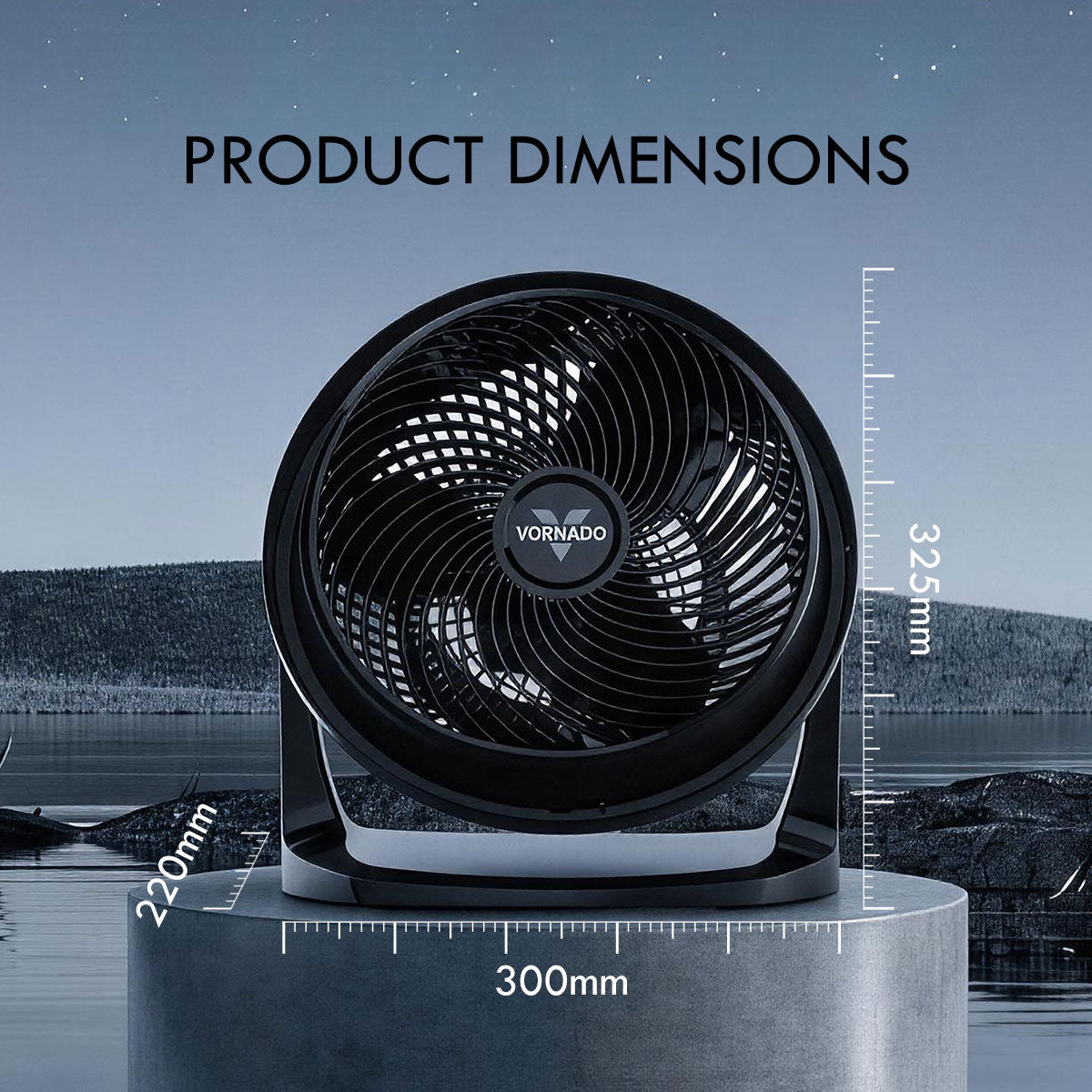 Vornado Whole Room Air Circulator – Powerful Vortex Action. 75-ft wind. Adjustable Tilt. Desk/Floor Fan. 3-Speed. black. 62-AN