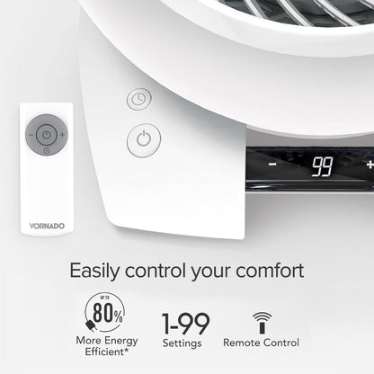 [CLIMATE VOUCHER $400] Vornado Energy Smart™ Air Circulator – Remote Control. Vortex Action. DC motor. Oscillation. Timer. 99-Speed. white. 6303DC