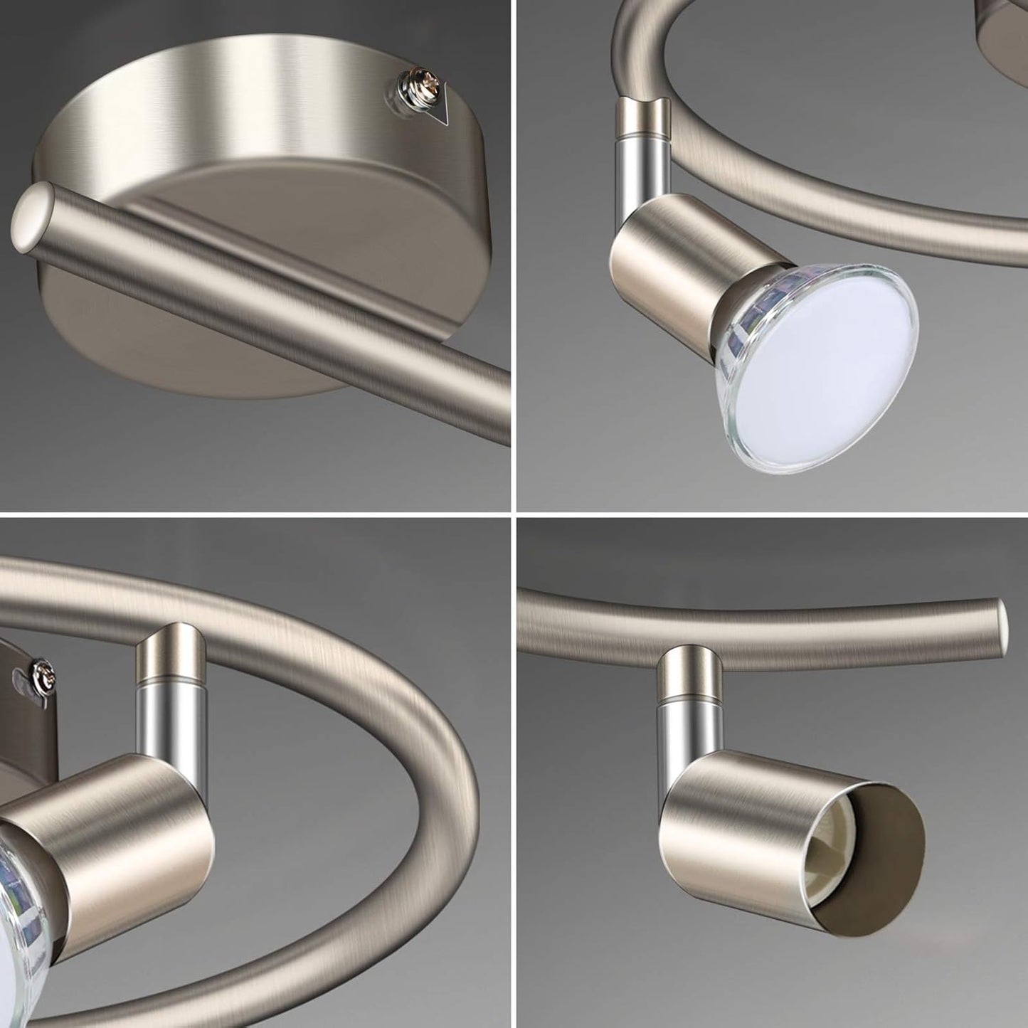 3-Way Rotatable LED Ceiling Spotlight – Matt Nickel with GU10 Bulbs