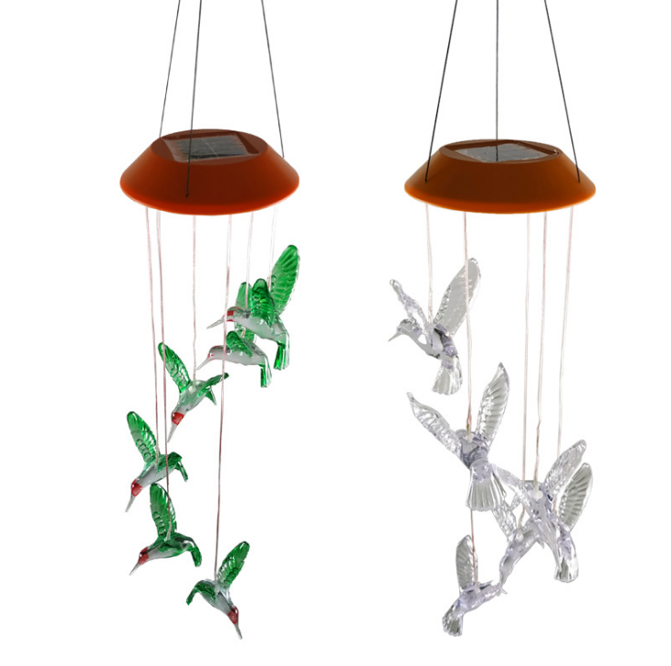 LED Solar Changing Color Waterproof Hummingbird Wind Chime