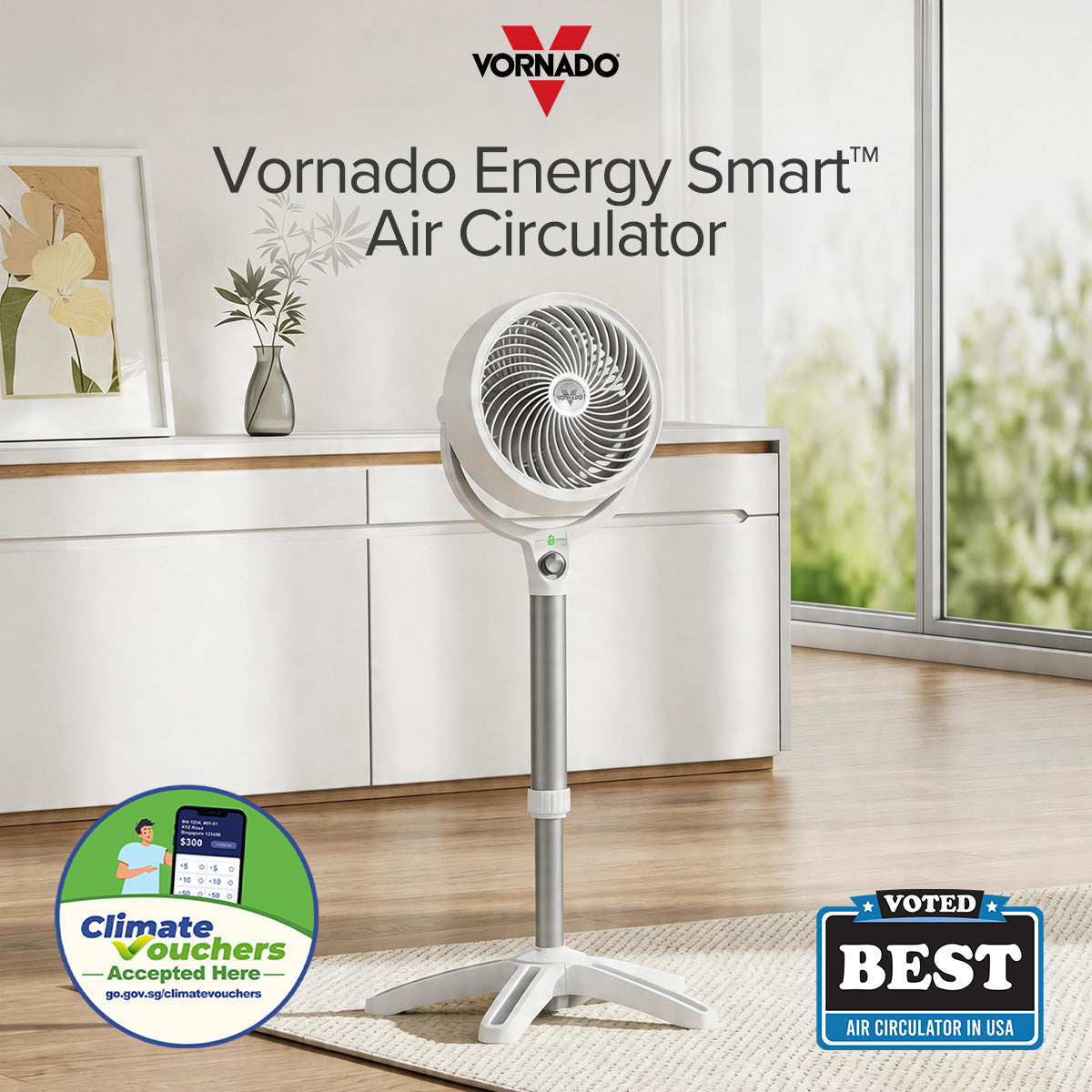 [CLIMATE VOUCHER $400] Vornado Energy Smart™ Air Circulator Fan. Vortex Action. DC motor. Oscillation. Timer. Variable Speed instead (683DC)