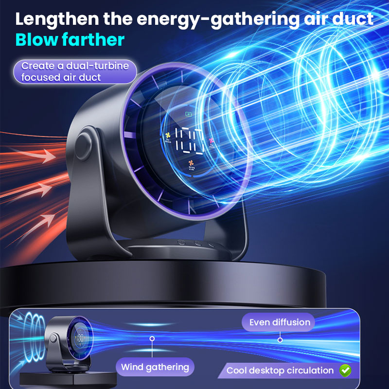 2025 New 100-Speed High - Speed Circulating Fan for Home. 6 - Inch Charging Digital Display. Turbo Desktop Electric Fan