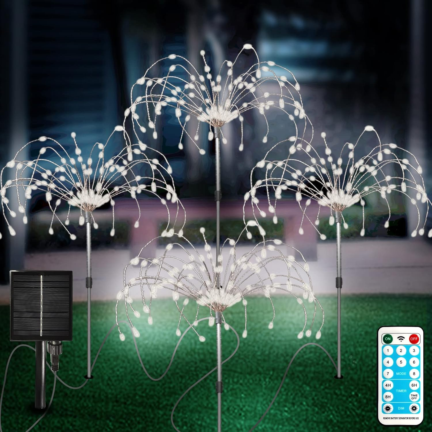 Solar Fireworks Lights Outdoor – 4 Pack. 420 LED. 8 Modes. Waterproof