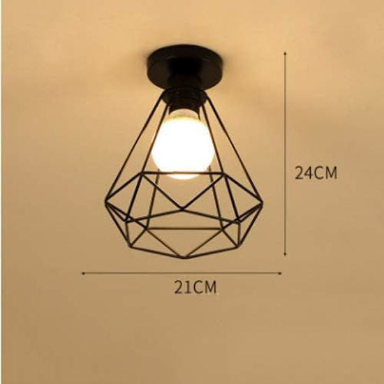 Vintage Semi Flush Ceiling Light – Black Metal Cage Fixture with E27 Holder for Living Room. Kitchen. Bedroom. or Hallway