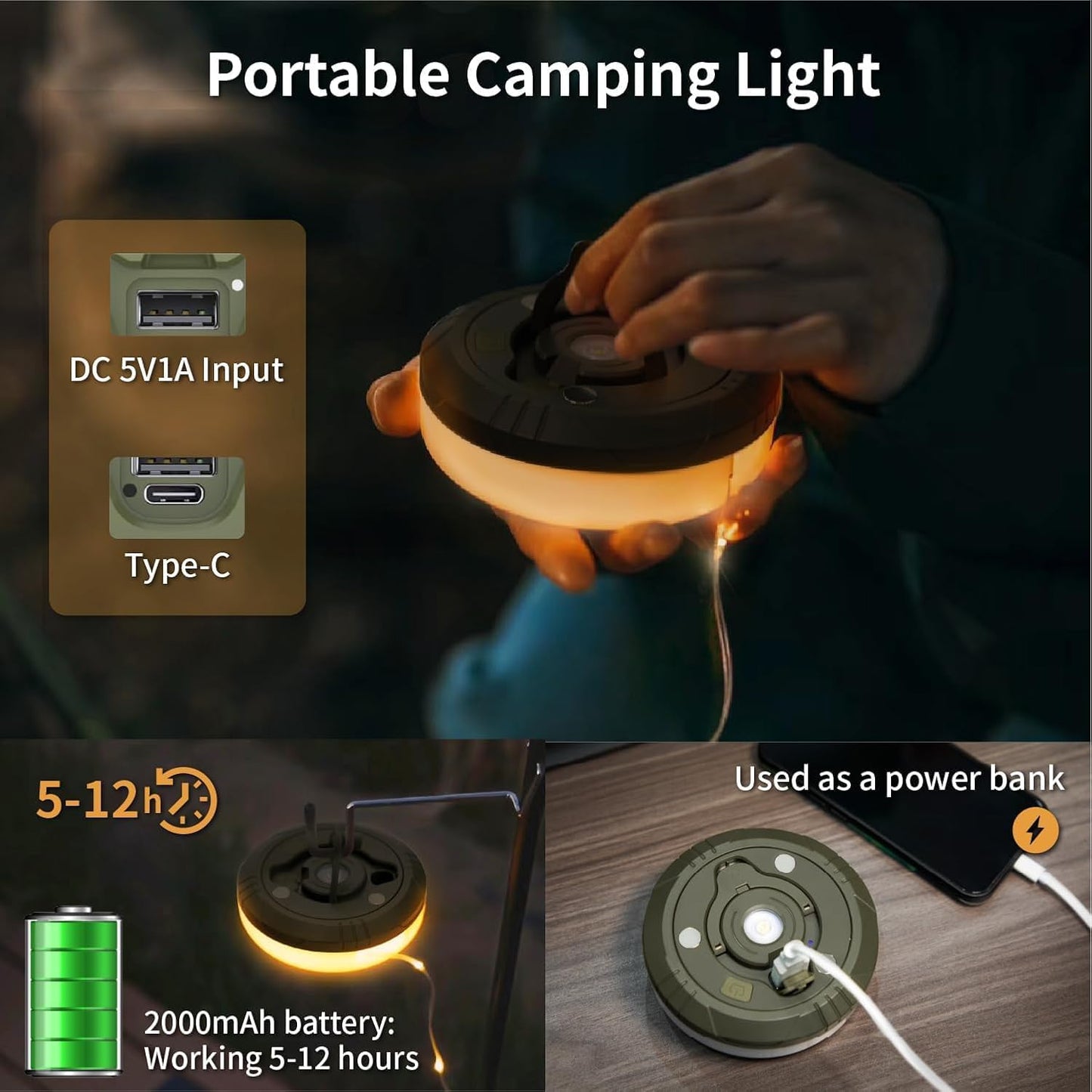 Rechargeable Camping String Lights – 20M. Portable. Multi-Mode