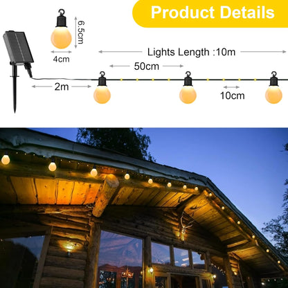 Warm White Solar Garden Lights – 100 LEDs. USB. Waterproof