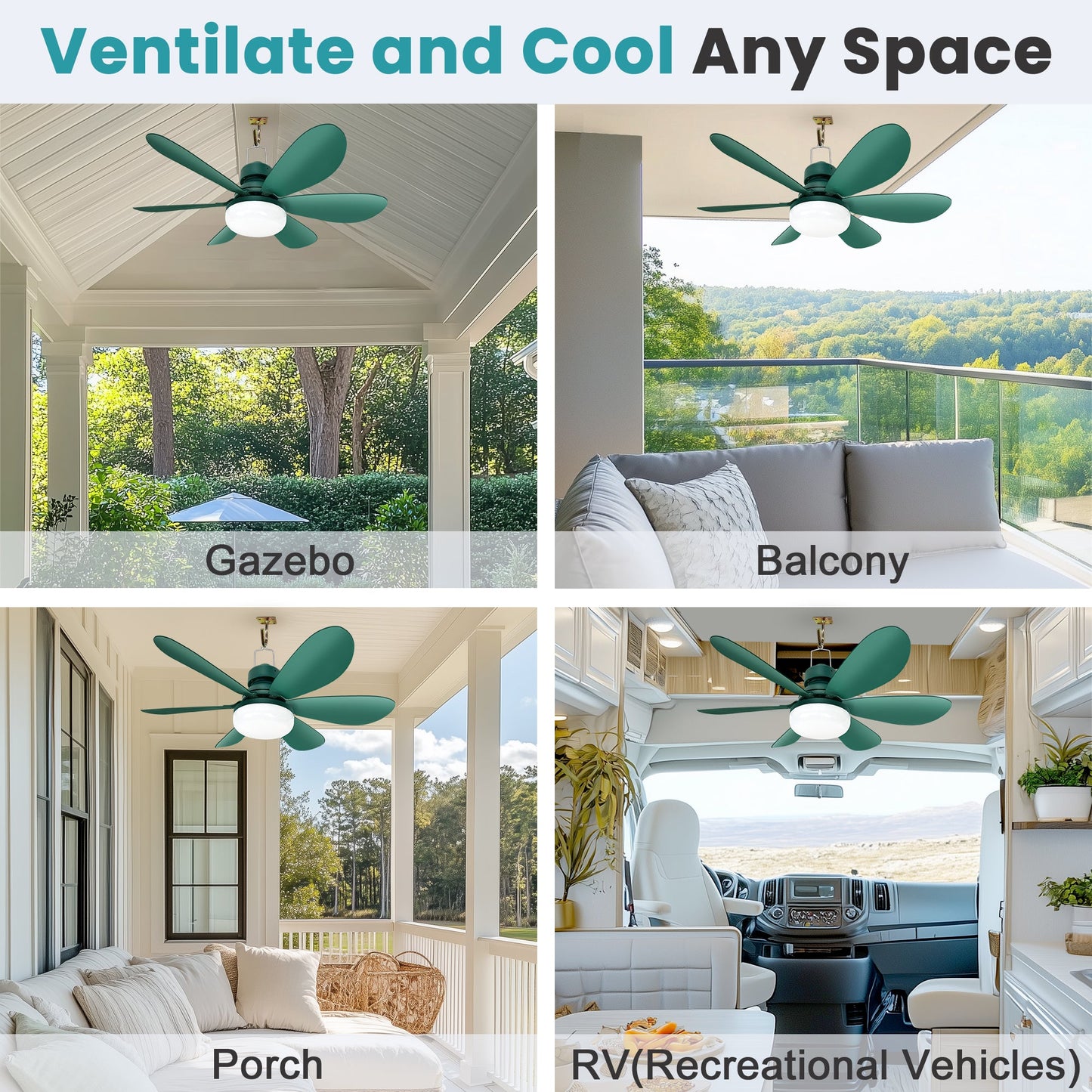 Solar Ceiling Fan Light with Battery. 20 Outdoor Ceiling Fans with Adjustable Thermostat & 2pcs 15W Bifacial Solar Panels. Solar Powered Fan for Gazebo. Chicken Coop. RV