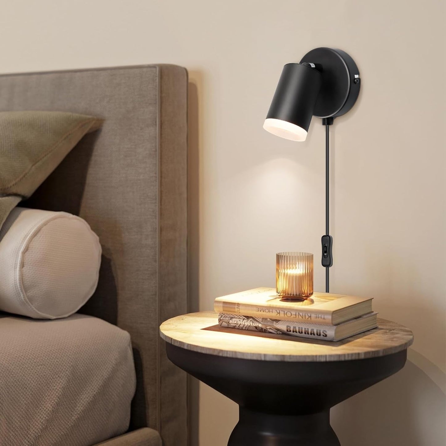 Wall Lights with Switch. Adjustable GU10 Plug-In Lamps 2 Pack