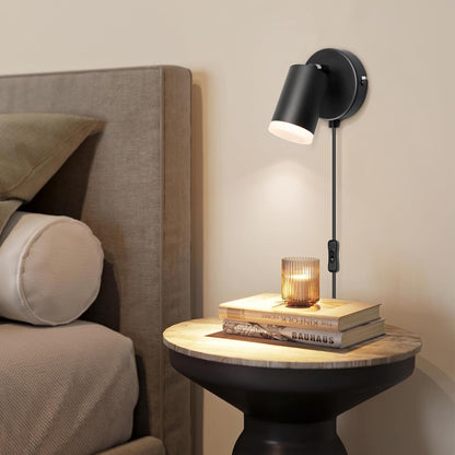 Wall Lights with Switch. Adjustable GU10 Plug-In Lamps 2 Pack